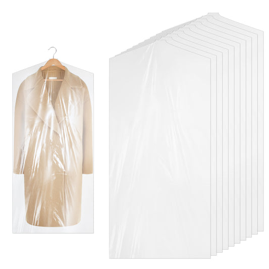 10 Pack Garment Bags 60 x 120 cm Plastic Garment Bags Dry Cleaner Bags Plastic Clear Garment Bags for Hanging Clothes Garment Covers for Dry Cleaner Home Storage Travel