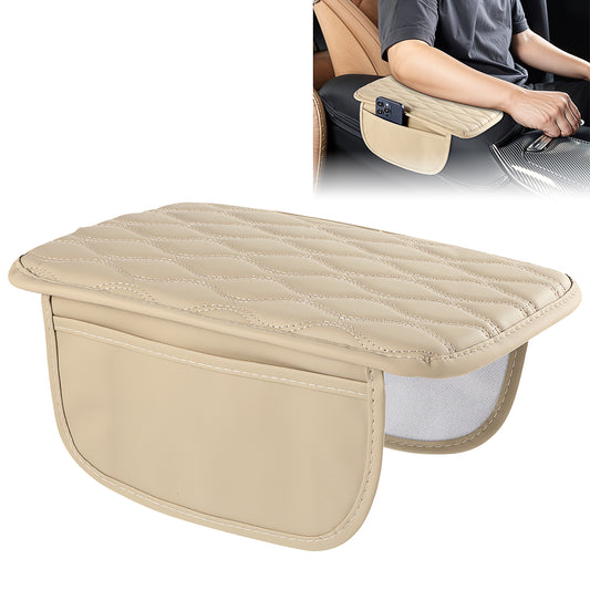 Upgraded Car Center Console Cover,Microfiber Leather Car Armrest Cover(Beige)