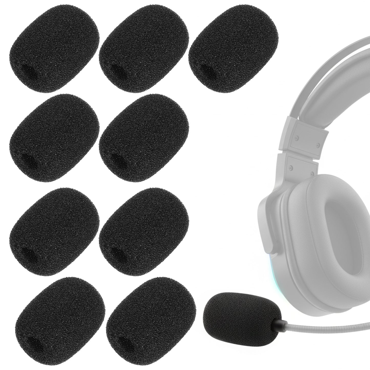 10 Pack Foam Mic Cover, Mini Foam Windscreen, for Ball-Type Lavalier Microphone, Blocks Wind Noise, Fits Podcasting, Vlogging, Interviews