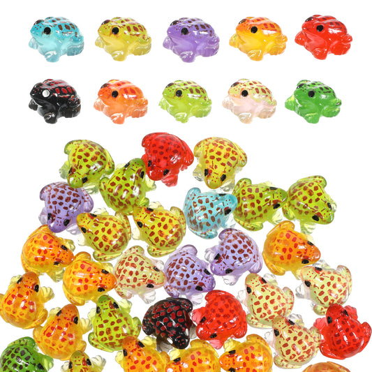 Axafazup 40 PCS Luminous Mini Resin Frogs, Glow in the Dark Miniature Frog Figurines, 10 Colors Tiny Frogs for Moss Garden, Terrarium, DIY Craft Decor