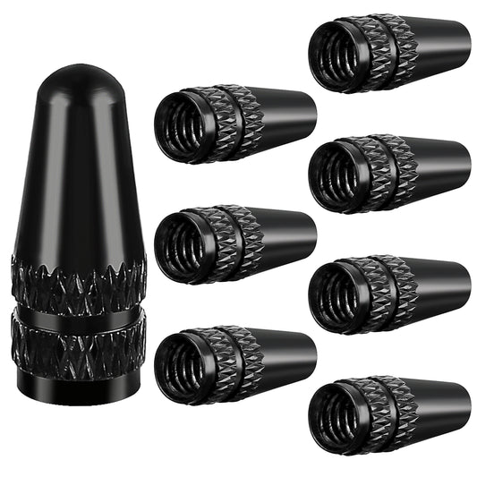 Aster Black Presta Valve Cap, 8Pcs Aluminum Anodized Bike Valve Caps Bicycle Valve Stem Caps Used On Presta/French Valves Bike Tire Caps for Mtb Road Racing Bicycle, Rocket Style