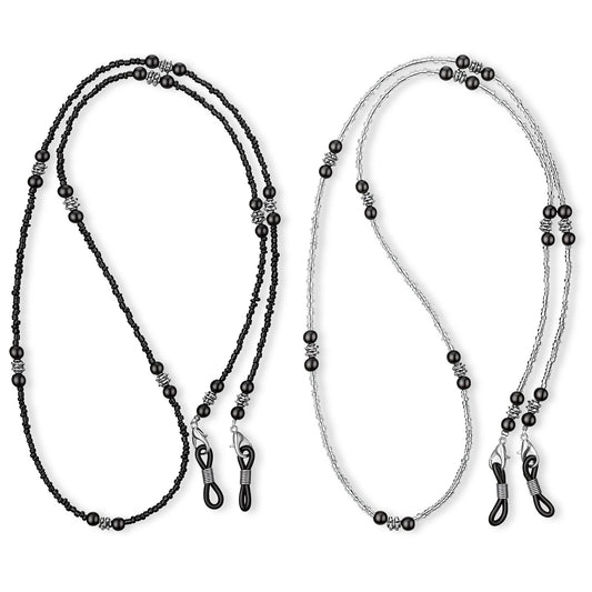 Aysatogc 2PCS Beaded Glasses Chain for Women, Eyeglasses Chain Holder Stylish Eyeglasses Chains Necklace Vintage Reading Glasses Chains Eyewear Retainer Strap for Women and Girls