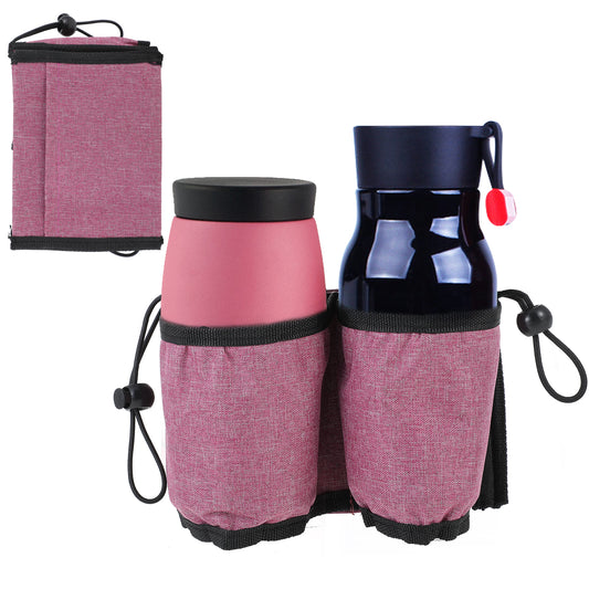 Travel Cup Holder, Foldable Luggage Cup Holder Portable Free Hand Drink Carrier Suitcase Beverage Caddy Luggage Handles for Flight Attendants Travelers(Pink)