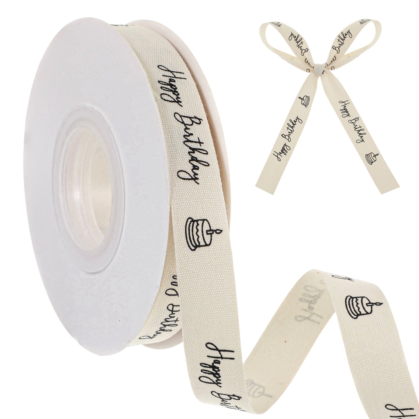 Happy Birthday Ribbon 5/8 Inch x 20 Yards Cotton Ribbon for Bouquet Gift Wrapping Anniversary Party Decorations