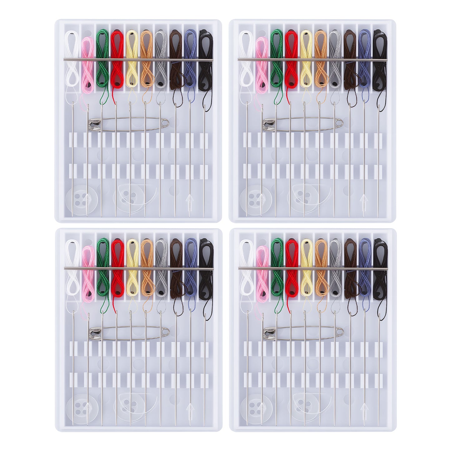 4 Pack Mini Sewing Kit Travel Size, Prethreaded Sewing Kits, Portable Needle and Thread Set with Pin Button for Travel, Home, Dorm, Hotel