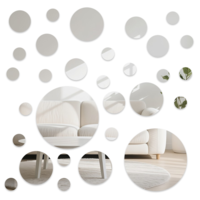 Aysatogc 30Pcs Round Mirror Tiles Self Adhesive, 4 Sizes Acrylic Mirror Tiles Circles Craft Mirrors Tile Decorative Mosaic Mirrors Sheets for Bathroom, Bedroom, Wall Decor, DIY Projects