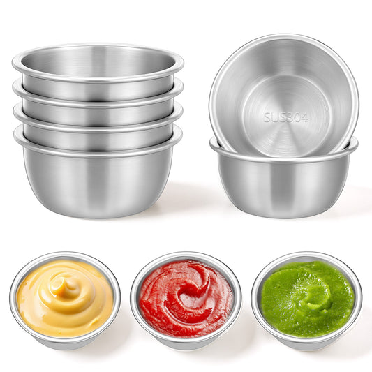 Aysatogc 6PCS 2 oz Stainless Steel Ramekin Dipping Sauce Cup, Mini Sauce Cup Reusable Metal Condiment Cups Ramekins Containers Pudding Condiment Cups for for Home Party Restaurant (Silver)