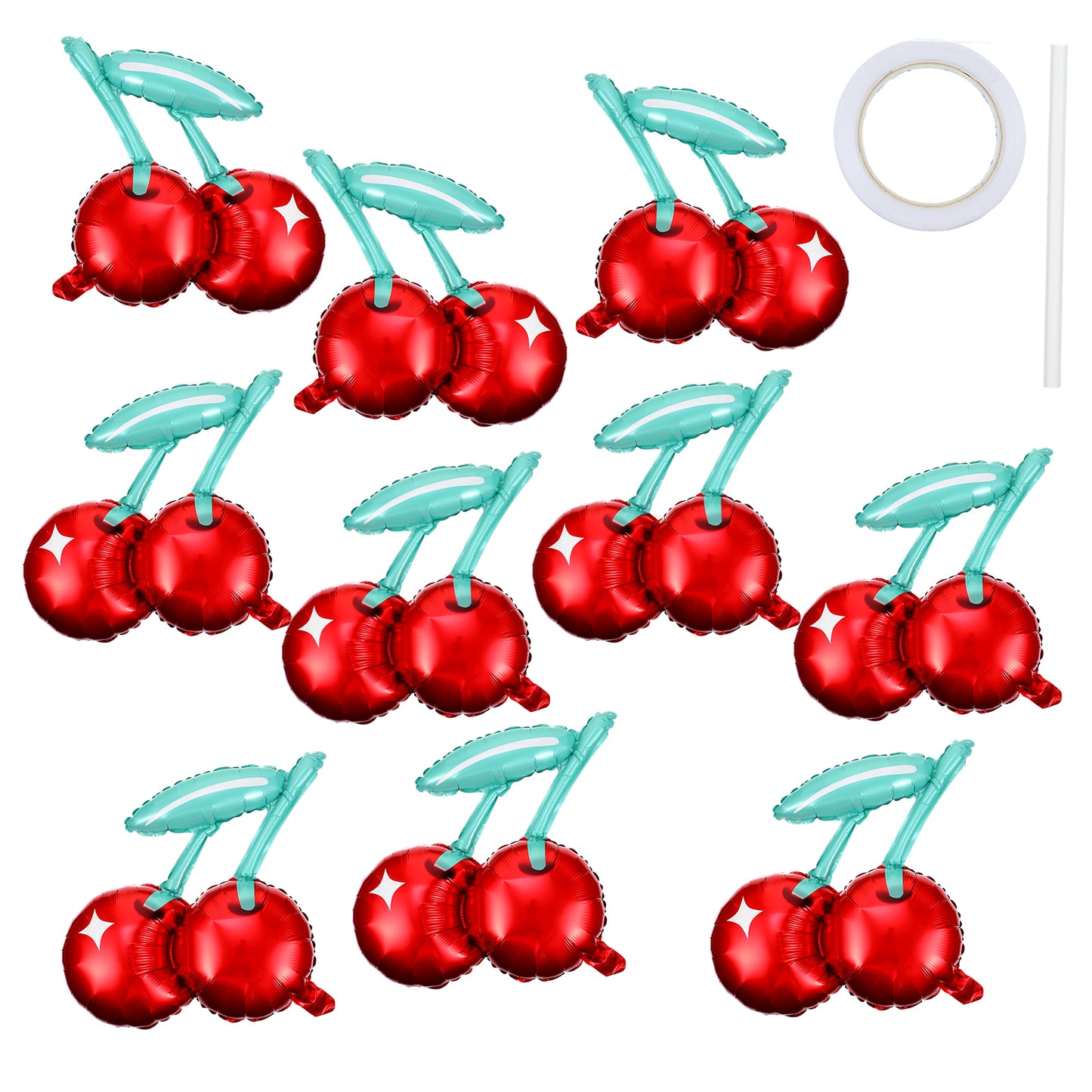 10 Pcs Cherry Balloons, 20 Inch Cherry Birthday Party Decorations Fruit Party Balloons Cherry-Theme Partys Decorations Supplies Cherrys Fruit Balloon Birthday Decoration