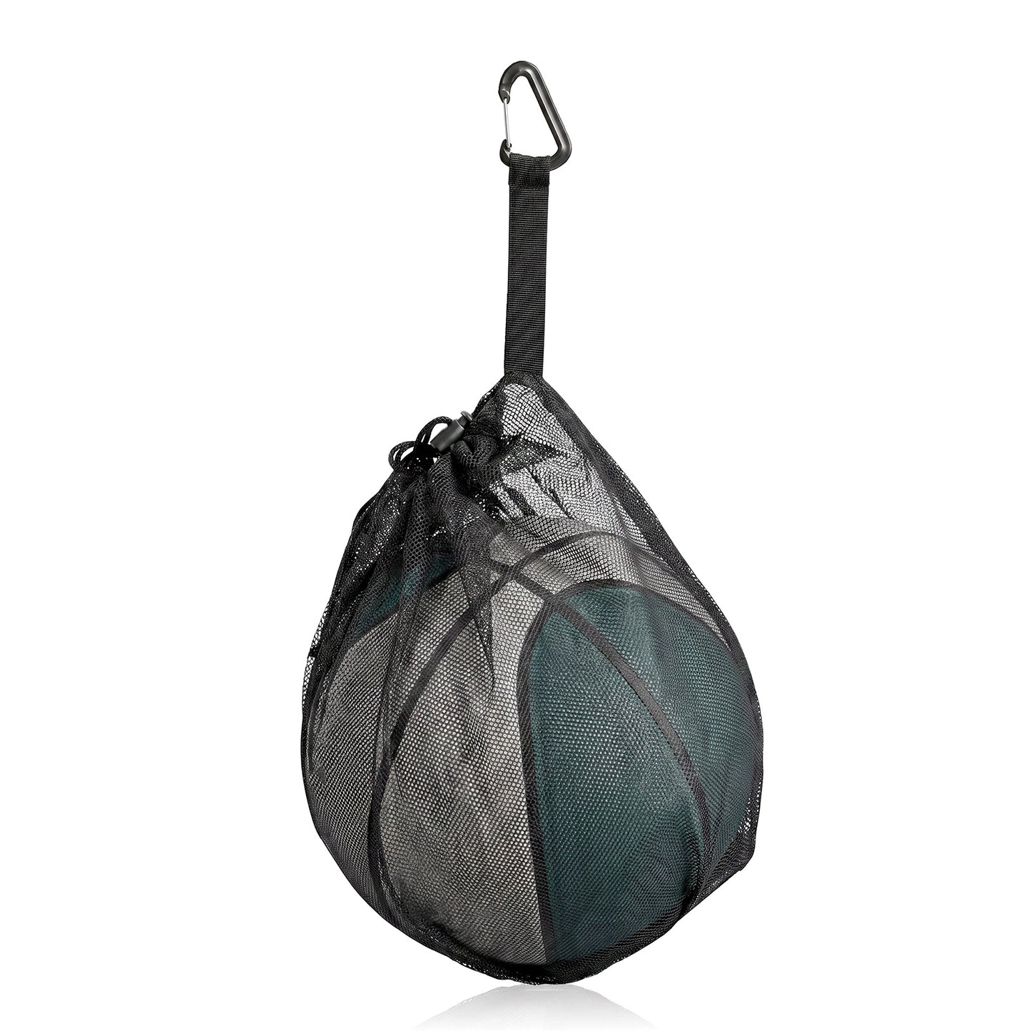 Azefnuhk Single Mesh Ball Bag, Drawstring Ball Storage Bag, Lightweight Net Storage with Zipper Pocket for Carrying Basketball Volleyball Soccer Football