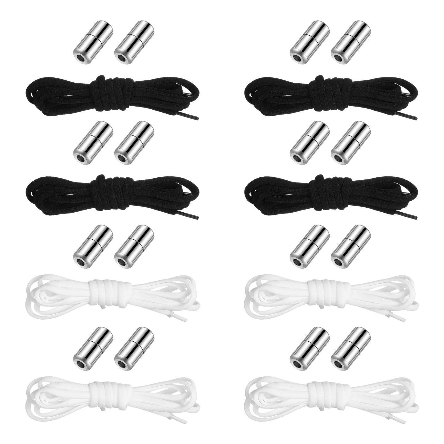 Dplolng 8 Pairs No Tie Shoelaces for Adults & Kids Elastic Shoe Laces for Sneakers No Tie Tieless Flat Shoelaces with Metal Buckles