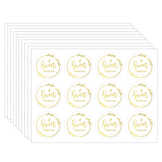 10 Sheet Gold Thank You Sticker, Sweet Thank You Stickers for Packaging, Round Circle Thank You Gift Stickers Labels, Personalized Stickers for Wedding Birthday Favors