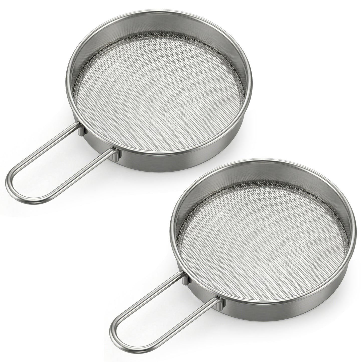 2 Pack Stainless Steel Fine Mesh Strainerfor Kitchen, Mini Flour Sifter for Baking Powdered Sugar Coffee Tea, Small Sieve with Handle