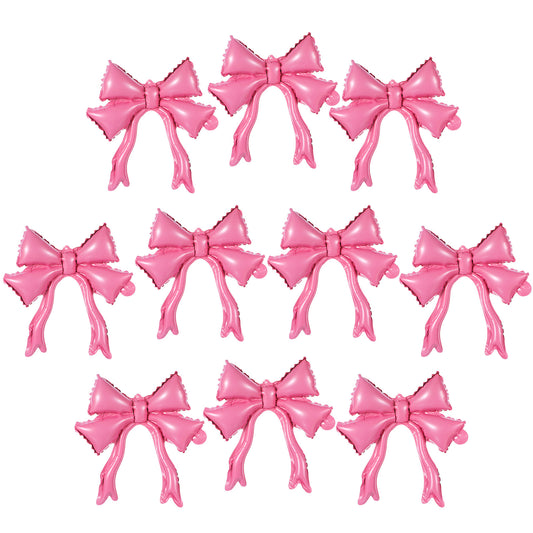 10 Pcs Matte Pink Bow Balloons, Boho Bow Decorations for Party, Pink Foil Bows Decor for Arch or Garland, Bows Balloon Arch for Baby Shower, Wedding, Bridal, Bachelorette, Princess Party Supplies