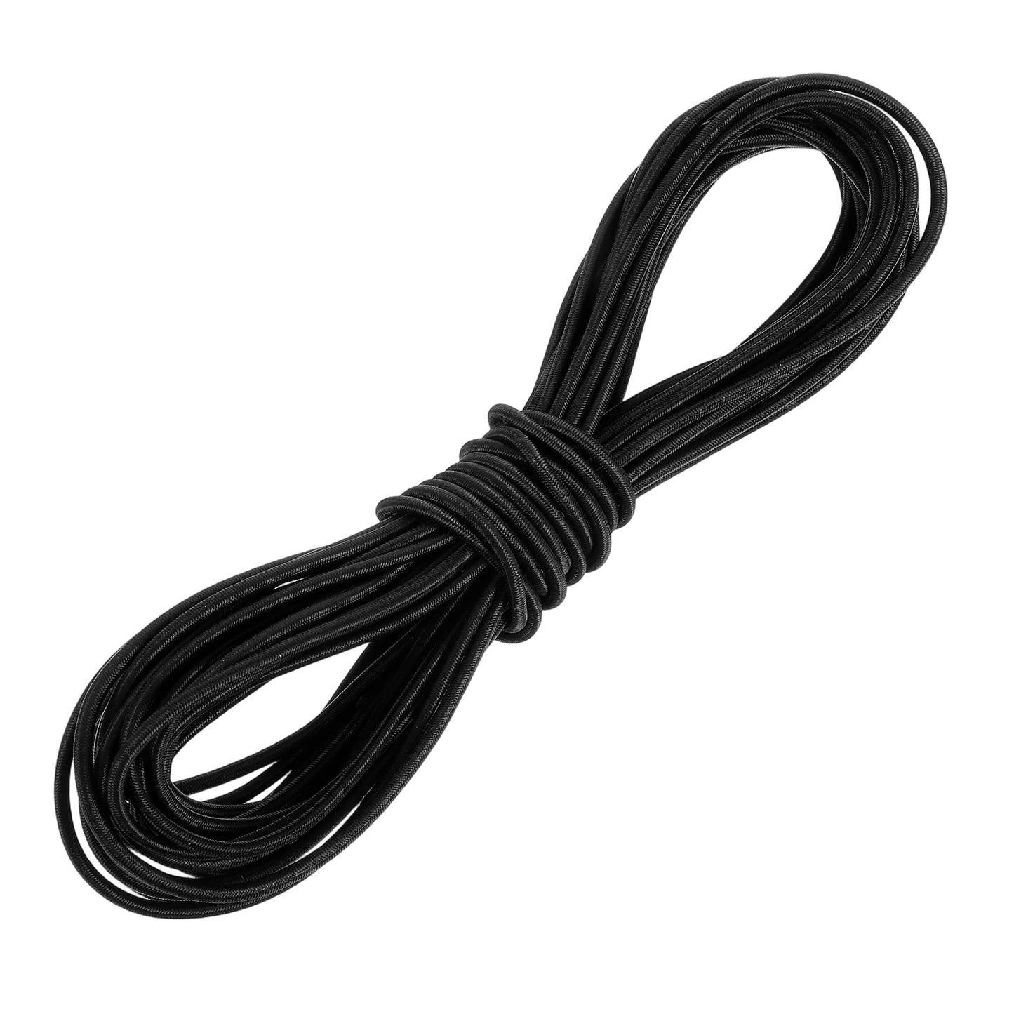 1/8-inch (3mm) Round Black Elastic Cord, 11 Yards Bungee Shock Cords Stretch String Rope for Bikes,Tie Downs, Boating, Camping, Sewing, DIY, Mask, Drawstring