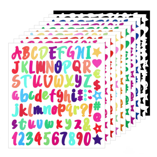 10 Sheet Cursive Letter Stickers, Colorful Alphabet Stickers, Cute Vinyl Letter Stickers, Adhesive Sticker Letters, Mailbox Numbers Sticky Letters, Letter Stickers for Scrapbooking Notebook DIY Crafts
