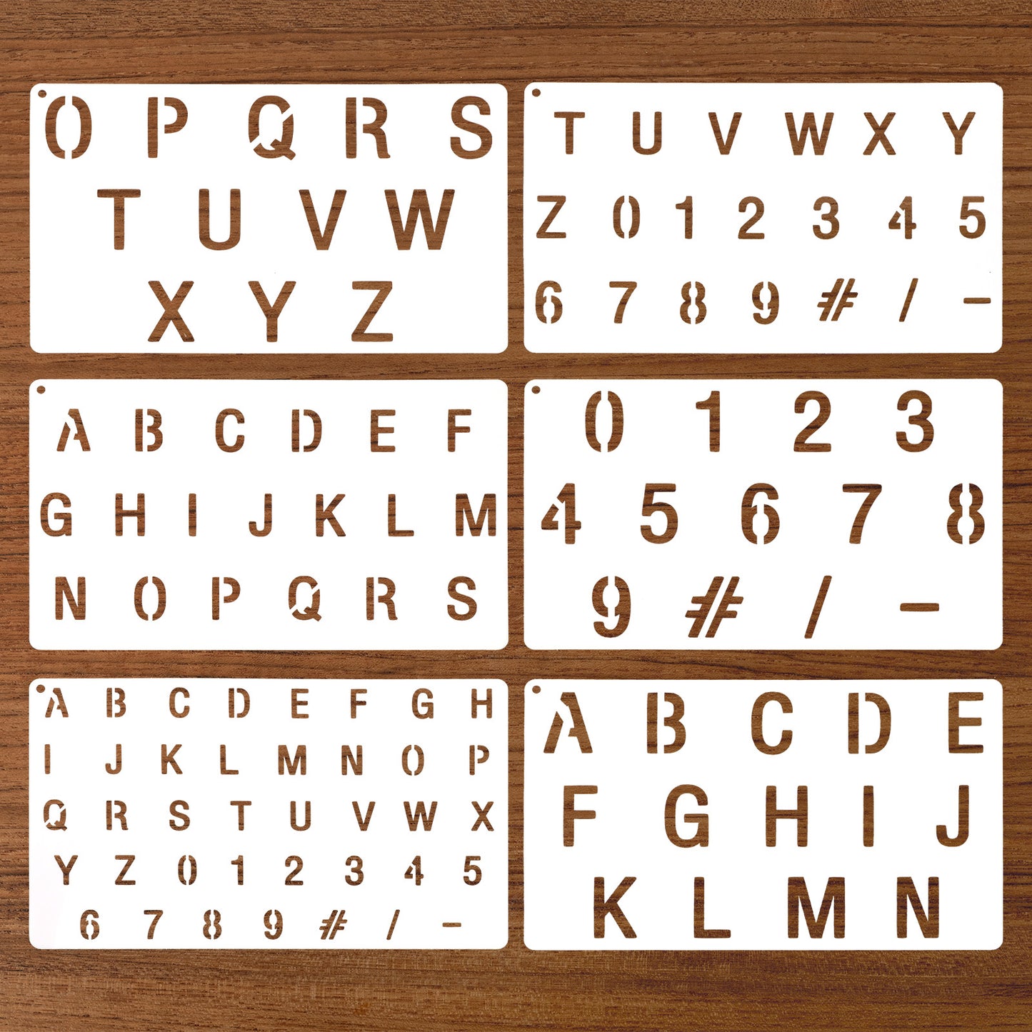 6Pcs Number and Letter Stencils for Painting, Reusable Small and Large Letter Stencils Plastic Alphabet Stencil for Painting on Wood, Wall, Fabric, Rock, Signage, Door Porch, DIY Art Projects（8x5 in
