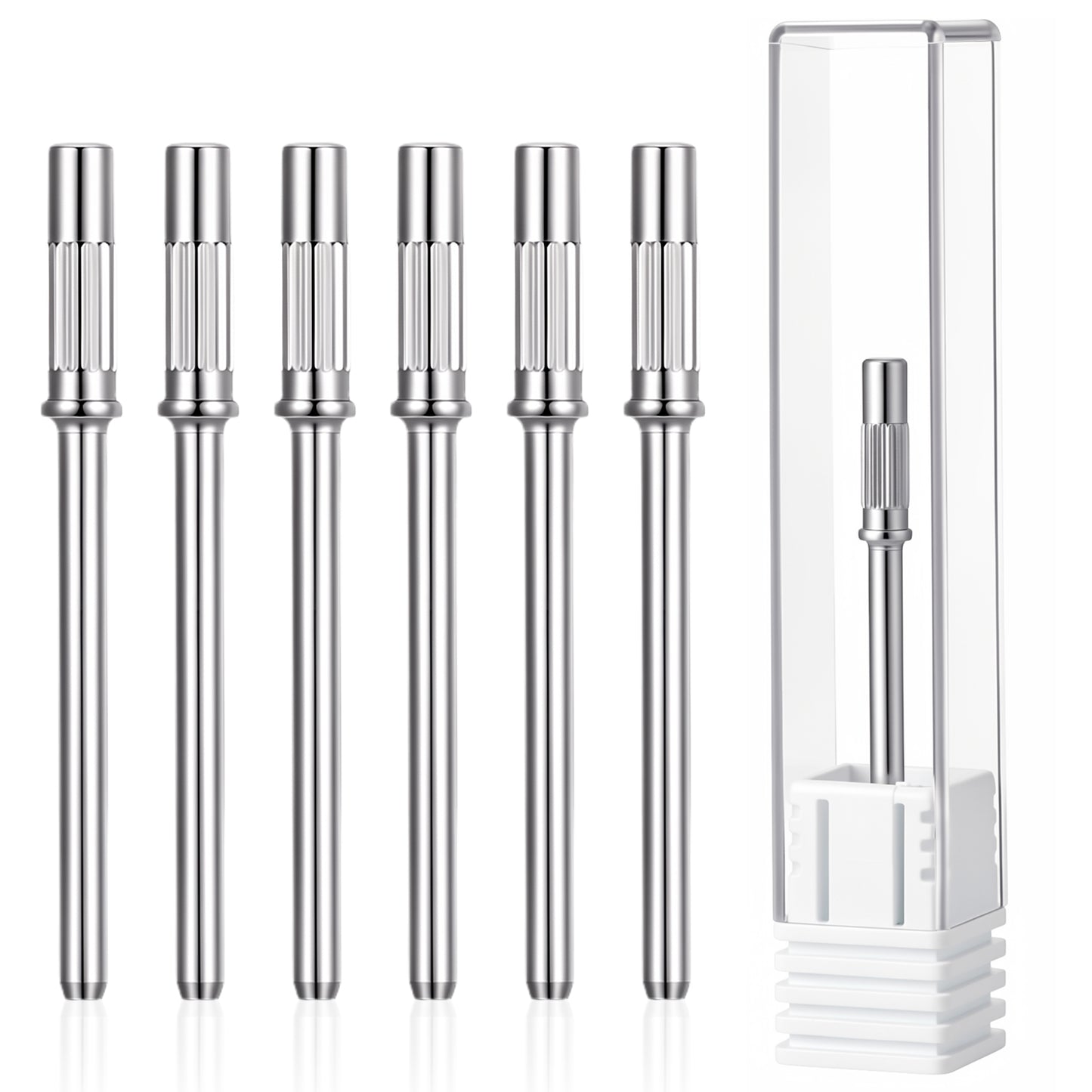 6 Pcs Mandrel Bits for Small Sanding Bands, 3.1mm 3/32 Shank Nail Drill Bits for Electric Drill File Machine, Stainless Steel Mini Mandrel Nail Drill Bits for Acrylic Nails Gel Manicure and Pedicure