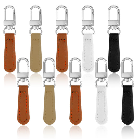 10 PCS Leather Zipper Pull, Detachable Replacement Zipper Pull Tab, Multicolor Decorative Zippers Pulls for Luggage Backpacks Suitcases Jackets Purses