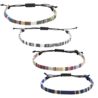 Aysatogc 4Pcs Boho Surfer Beach Bracelet, Waterproof String Bracelets Anklets for Women Men Surfer Adjustable Handmade Friendship Bracelet String Boho Jewelry for Women Men Birthday Gift