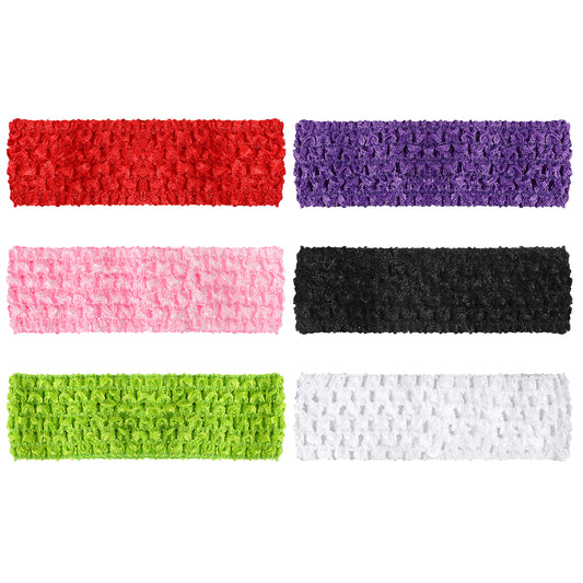 ZEYIYER 6 PCS 80s Crochet Headbands, 5.71 X 1.69in Colorful Retro Stretch Knitted Hair Bands Accessories, Crochet Headbands Multi Color Soft Stretch Mesh Knitted Hair Accessories for Women Girls