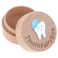 Tooth Fairy Box Wooden Tooth Keepsake Box with 3D Tooth, Cute Lost Tooth Holder for Kids' First Lost Teeth, Tooth Storage Box for Kids Boys and Girls Baby Shower