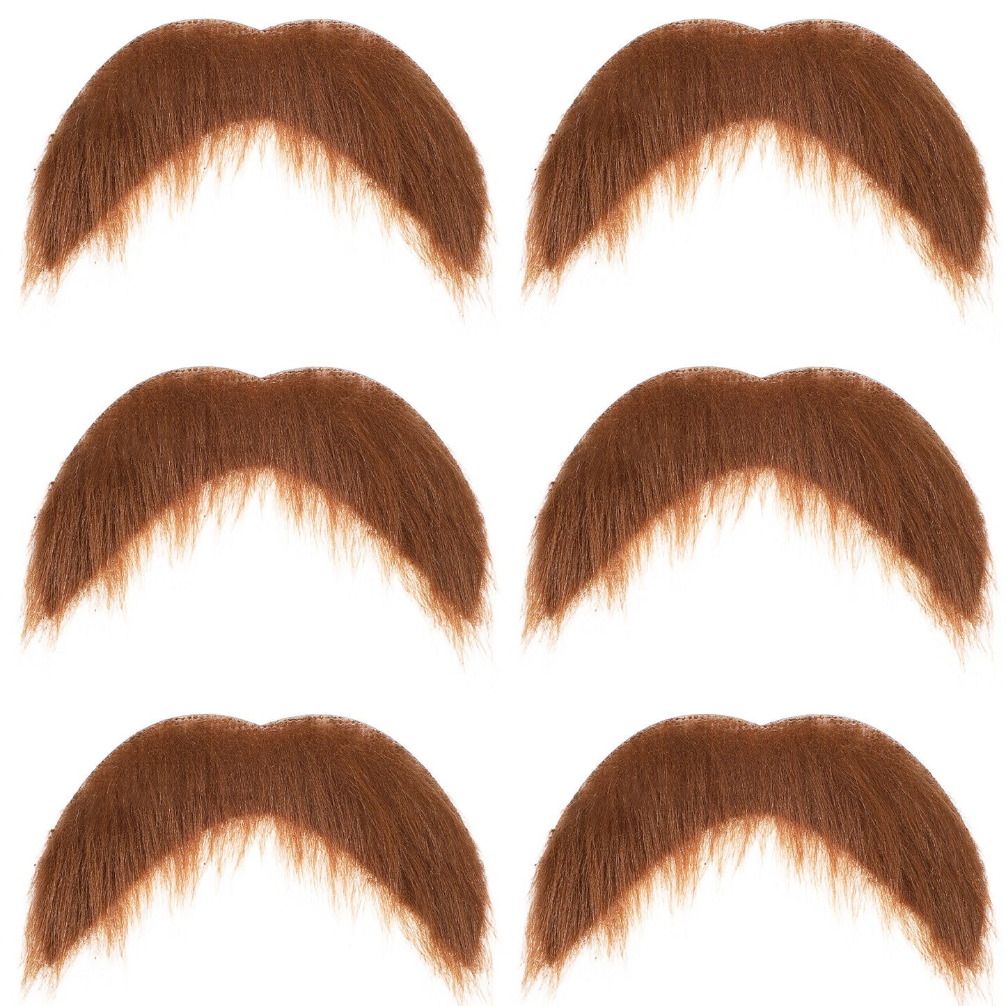 Abeillo 6Pcs Fake Mustache for Men Self Adhesive Halloween Mustaches Realistic Mustache Texture Fake Beard for Halloween Costume Party Cosplay Brown