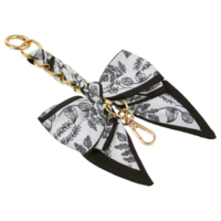 Upgrade Silk Bowknot Purse Chain Strap Black & White Handbag Extender Bow Ribbon Purse Chain Replacement for Crossbody Shoulder Bag Charms Decoration Accessories - Black Flowers