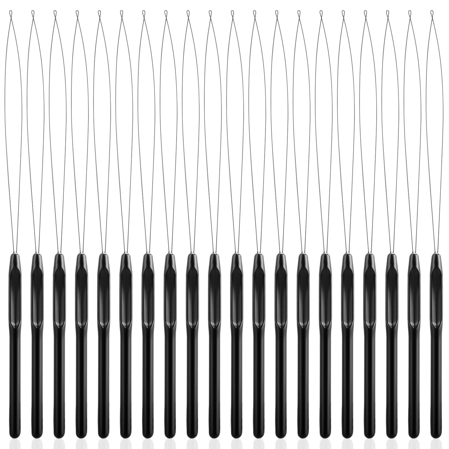 20Pcs Needle Threaders & Hair Extension Loop Tools for Easy Stringing and Styling, Hair Extension Loop Needle Threader Pulling Hook Tool and Bead Device Tool for Hairs or Feather Extensions