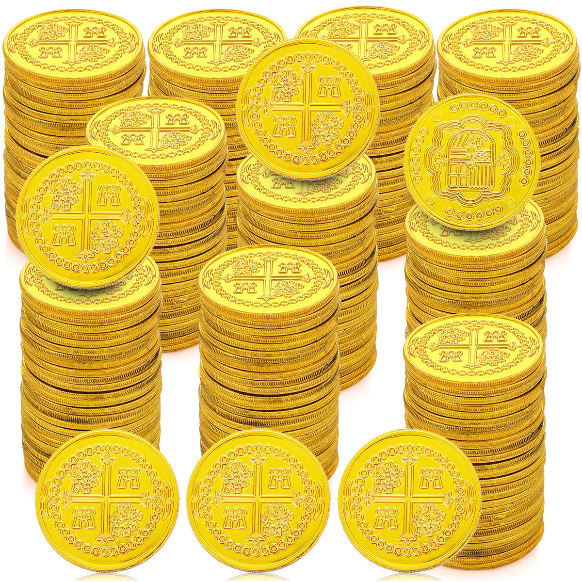 100 PCS Plastic Gold Coin, Fake Gold Coins Pirate Golds Coins