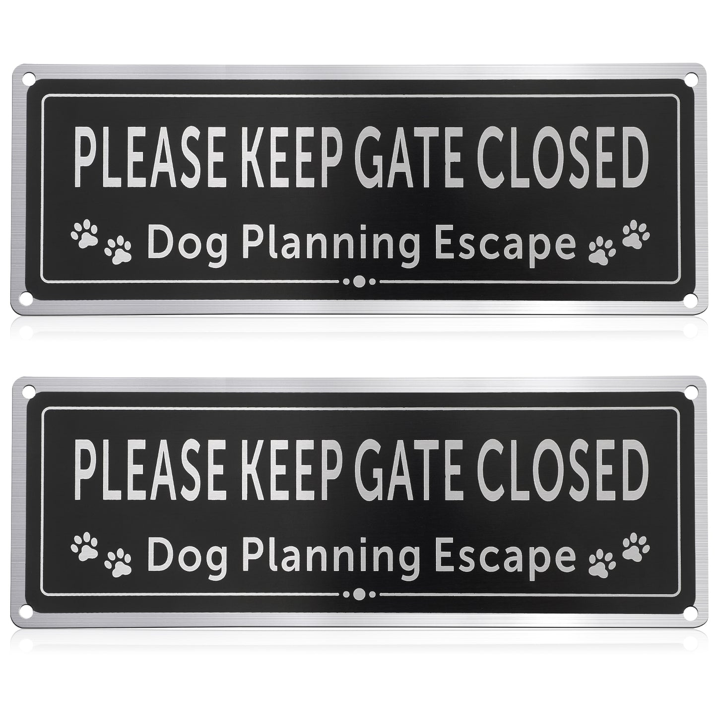 2Pcs Please Close The Gate Metal Sign, 3.5” x 9.8” Metal Aluminum Yard Sign, Dog Planning Escape Signs - Brushed Aluminium Durable Ink - UV Protected Weather Resistant Durable