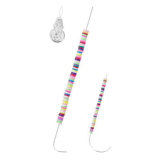ASTER 3 Pieces Beading Needles with Bead Needle Threader, 4 Inch Curved Big Eye Beading Needles and 7.5 Inch Curved Bead Spinner Needle for DIY Beading Jewelry Making Crafts