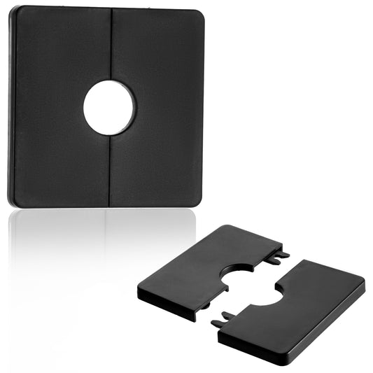 Wall Split Flange 2 Pieces Abs Self-Adhesive Tape Escutcheon Plate Cover 28mm Buckle Design Pipe Cover Pipe Hole Air Conditioning Hole Decorative Cover for Water Pipe Faucet Accessories (Black,Square)