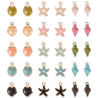 Aysatogc 30 Pcs Summer Beach Charms for Jewelry Making, Plated Enamel Ocean Starfish Conch Sea Shell Pendants DIY Charms Sea Necklace Pendant for DIY Bracelet Necklace Earrings Making Crafting