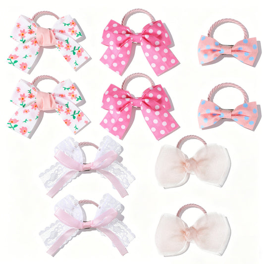10 Pcs Small Dog Hair Bow Bowknot, Cute Dogs Hairs Bows with Rubber Bands, Puppy Grooming Bowknot Top Knot, Hair Accessories Hairs Ties for Yorkie Maltese Pet