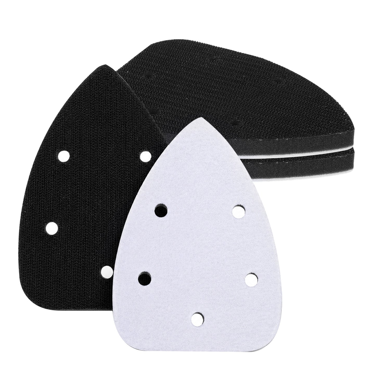 4 Pcs Mouse Sander Pads, 6 Holes Foam Sanding Pads with Hook and Loop Backing, Detail Sander Pad