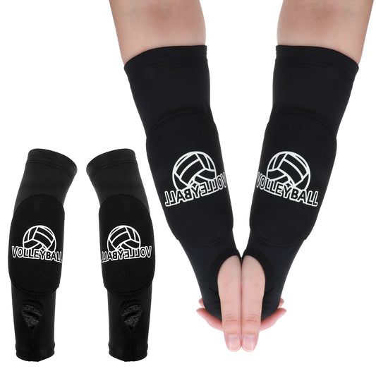 1 Pair Volleyball Arm Sleeves, Passing Hitting Forearm Sleeves with Protection Foam Pads and Thumb Hole Padded Volleyball Sleeves Volleyball Gear Gifts for Adult Women Men (Black)