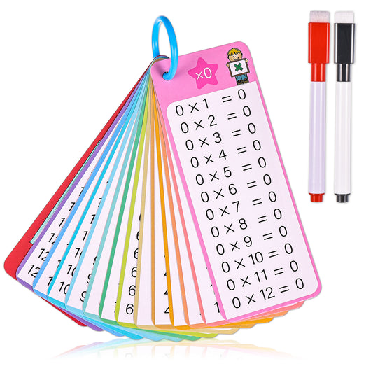 Times Tables Flash Cards 0-12 Multiplication Flash Cards with 2 Dry Erase Markers Multiplication Tables Times Tables Games Times Tables Chart Time Tables for Kids
