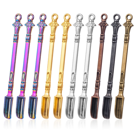 10 Pcs Mini Spoon, Shovel Spoon Charms Kitchen Pendant Spoon Alloy Tableware Charm Tiny Shovel Spoons Home Supplies for DIY Craft Jewelry Making Necklace Bracelet Key Chain (Multicolor)