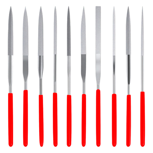 10 Pcs Needle Diamond File Set, 3×140mm Mini Glass File Jewelers Tools, Round Triangular Square Flat Shape Diamond Files Precision Hand Stone Carving Tools