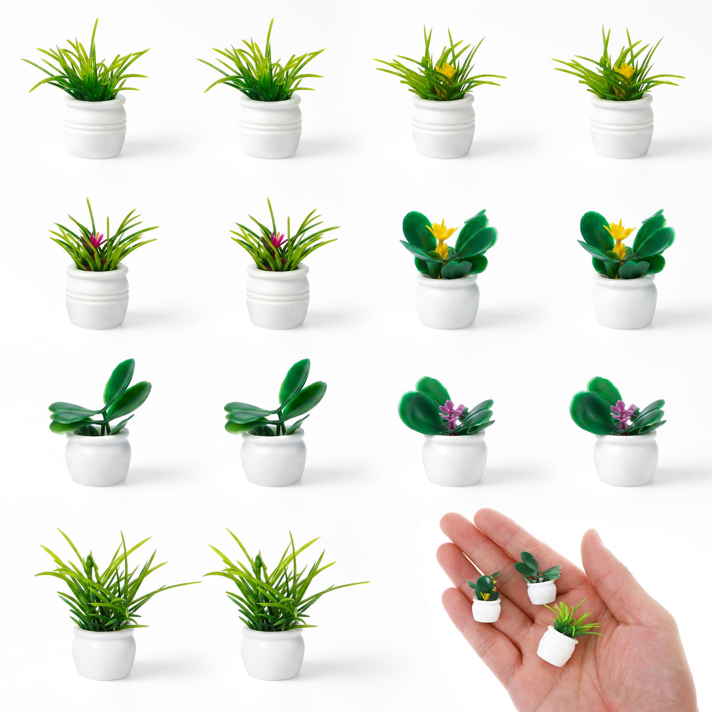 14 Pcs Miniature Bonsai Plants, Resin Dollhouse Decor, Floral Crafts, Mini Fake Plants For Doll House Landscaping, Ornament, Classic Style