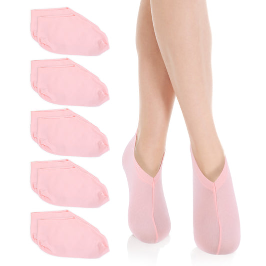 10-Pack Pink Spa Cotton Socks, Reusable Hydrating Socks, Cotton Blend Breathable Foot Mask Sleeves for Dry, Cracked Feet Relief, Overnight Moisturizing Foot Care, Home SPA Therapy(Pink)