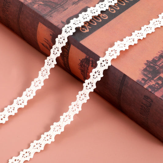 10 Yards Vintage Cotton Lace Ribbon, Beige Crochet Lace Trim for Scrapbooking Gift Package Wrapping, Bridal Wedding Decoration, Handcrafts (1CM)