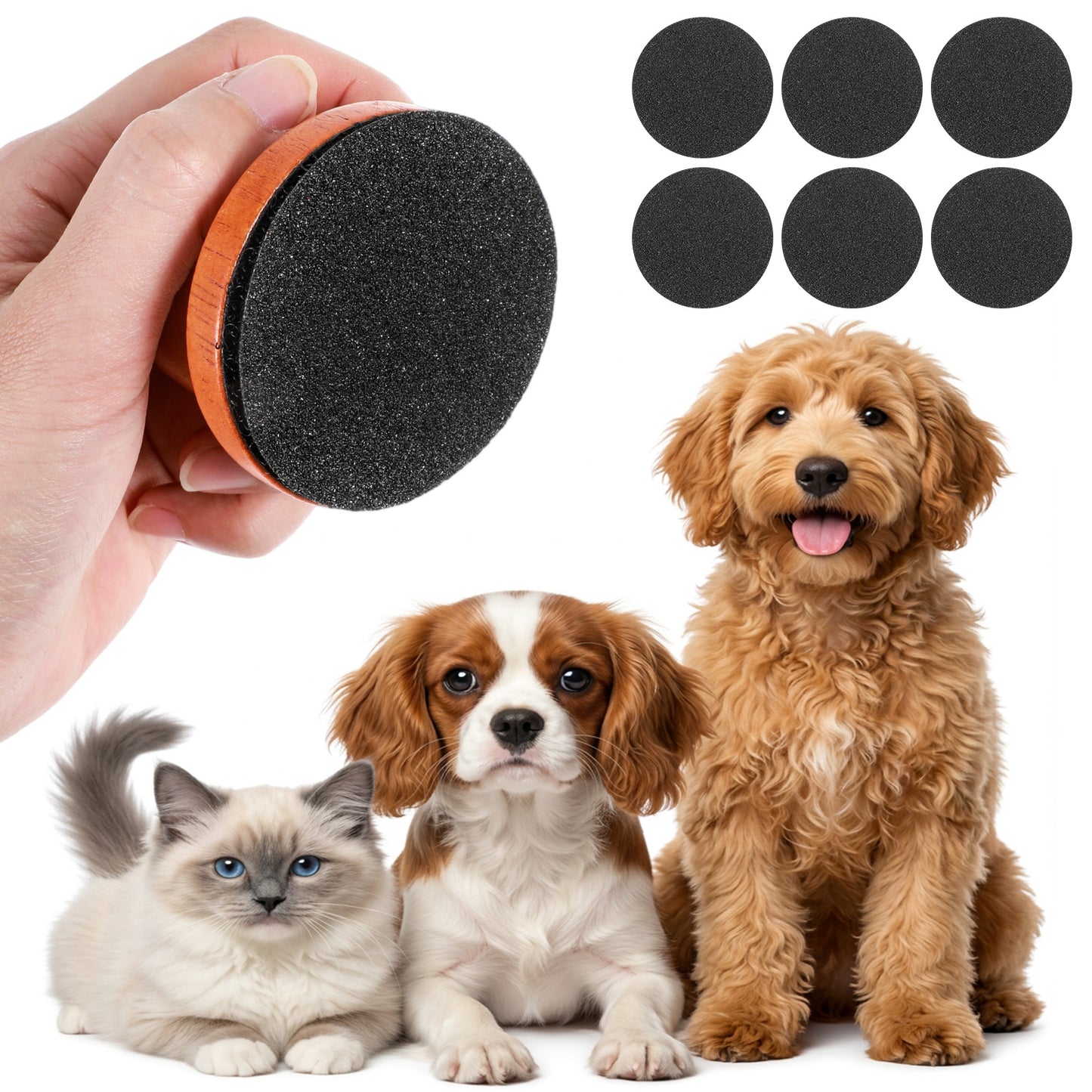 Dog Nail File with 6Pcs Replaceable Filing Disc, Dog Scratch Board for Safe and Easy Nail Care, Dogs Nails Scratch Board Ensures Smooth and Healthy Nails for Dogs and Cats