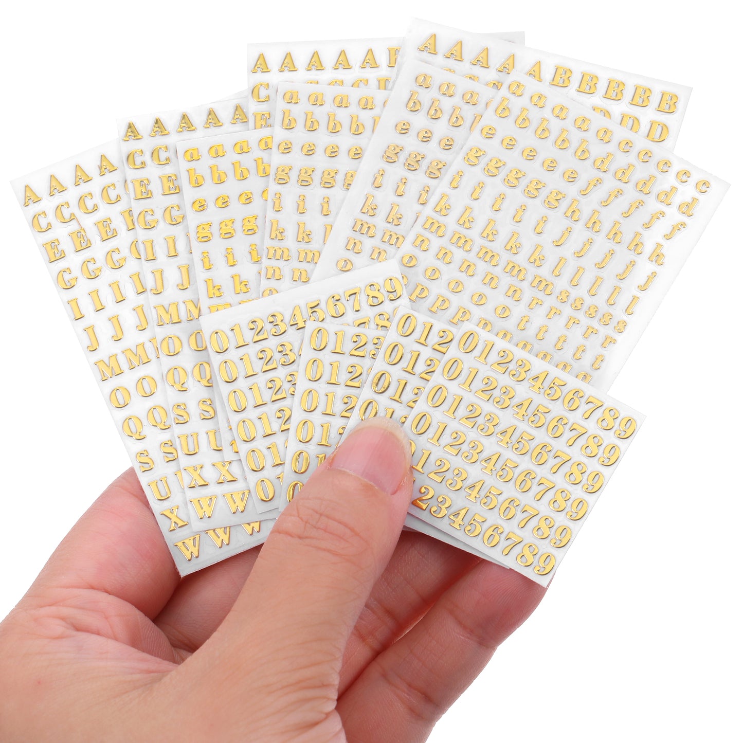 12 Sheets 3D Self-Adhesive Alphabet Stickers, 3mm Small Letter Stickers, Glitter Alloy Mini Number Sticker for Nail Art, Epoxy Resin, Scrapbooking, DIY Crafts (Gold)