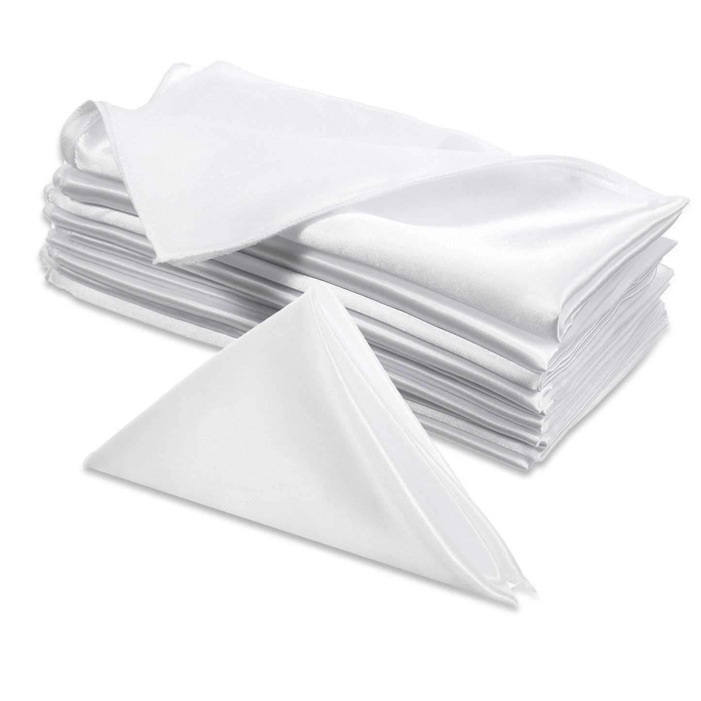 10 Pack White Cloth Napkins, 17x17 Inch, Thick and Durable, 100% Polyester Dinner Napkins, Washable and Reusable, Ideal for Weddings Birthday Holiday Party Restaurant Banquets
