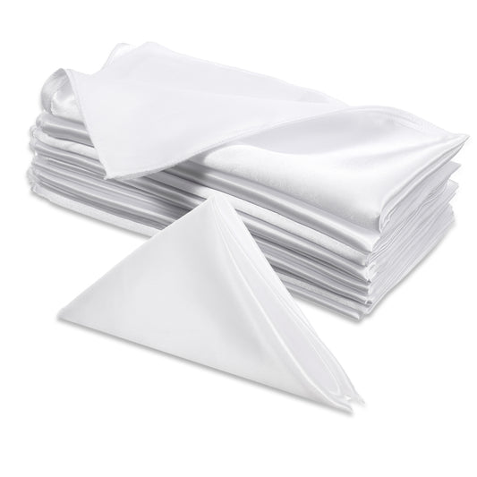 10 Pack White Cloth Napkins, 17x17 Inch, Thick and Durable, 100% Polyester Dinner Napkins, Washable and Reusable, Ideal for Weddings Birthday Holiday Party Restaurant Banquets