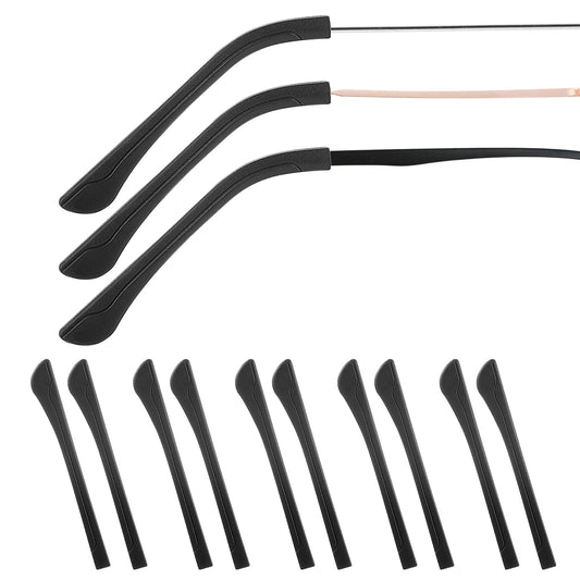 10 Pairs Eyeglass Soft Silicone Temple Tips, Non Slip Eyeglass Ear Cushions, Glasses Ear Cushion Keep Glasses from Sliding, Eye Glasses Ear Grippers for Eyeglass Replacement Parts（Black）