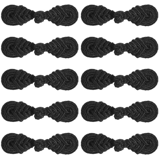 10 Pcs Frog Closures for Clothing, Black Chinese Frog Closures Chinese Closure Buttons Handmade Sewing Exquisite Sewing Buttons for Clothing Dress Cloak Coats