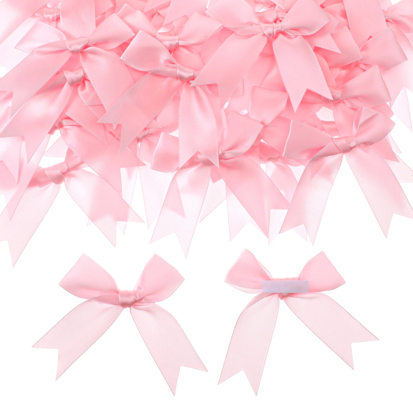 PEOVLVN 30 Pcs Small Pink Bows Decor Self Adhesive Ribbon Bow Satin Bows for Gift Wrapping Wedding Champagne Glass Decor Party Favors DIY Treat Bags(Pink)