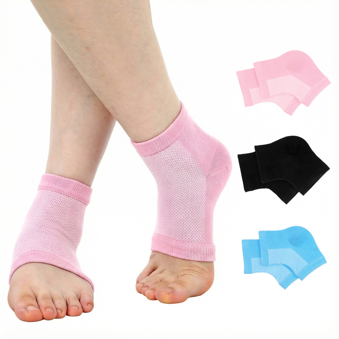 3Pcs Gel Heel Sports Sock, Moisturizing Heel Socks, Toeless Gel Socks for Kids with Heels Discomfort Severs Plantar Fasciitis Heels Pain